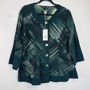 MODESCE Size Large NEW Button Front Woven Cotton Blouse Top N1